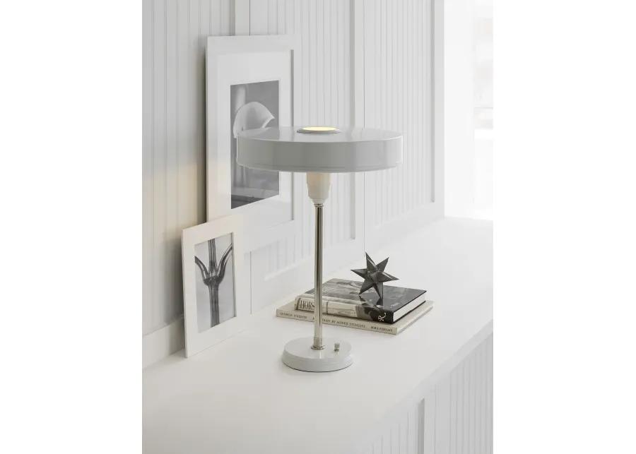 Carlo Table Lamp in Polished Nickel and Antique White