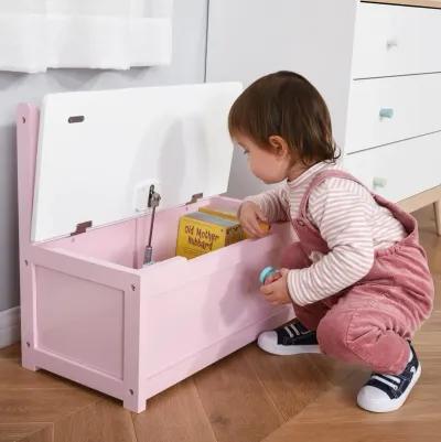 Pink Kids' Organizer: 2-in-1 Storage Bench and Toy Box with Safety Rod