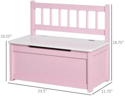 Pink Kids' Organizer: 2-in-1 Storage Bench and Toy Box with Safety Rod