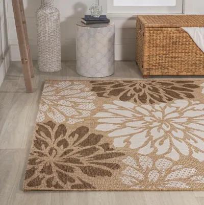 Zinnia Modern Floral Textured Weave Indoor/Outdoor Area Rug