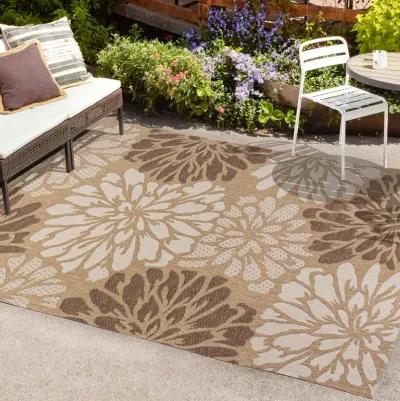 Zinnia Modern Floral Textured Weave Indoor/Outdoor Area Rug