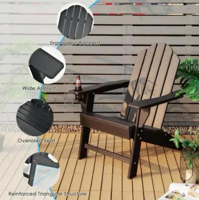 Hivvago Outdoor Adirondack Chair with Built-in Cup Holder for Backyard Porch