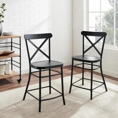 Camille 2Pc Counter Stool Set Matte Black - 2 Stools