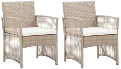 vidaXL Patio Armchairs with Cushions 2 pcs Beige Poly Rattan