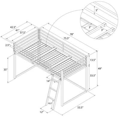 Monarch Hill Haven Twin Size Metal Junior Loft Bed