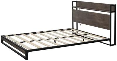 Platform Queen Bed With Socket, Fast Assemble Design