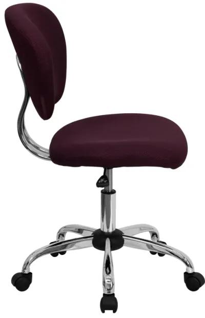 Beverly Mid-Back Burgundy Mesh Padded Swivel Task Office Chair with Chrome Base