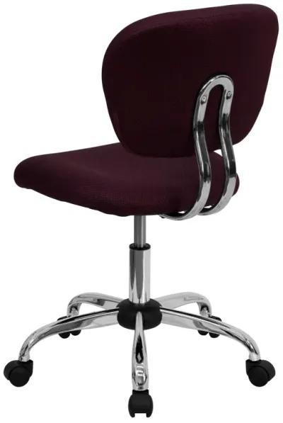 Beverly Mid-Back Burgundy Mesh Padded Swivel Task Office Chair with Chrome Base