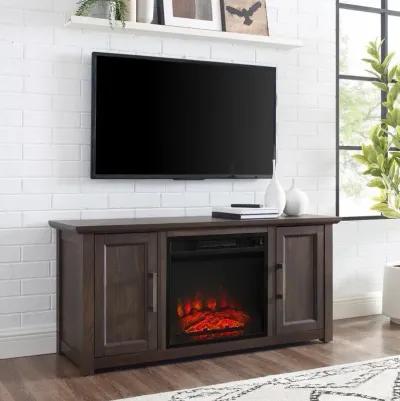 Camden 48" Low Profile Tv Stand W/Fireplace Dark Walnut