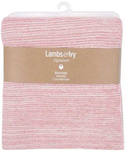 Lambs & Ivy Signature Pink/White 100% Cotton Marl Textured Knit Baby Blanket