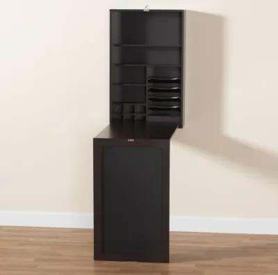 Baxton Studio Millard Modern Dark Brown Finished Wood Wall Mounted Folding Desk