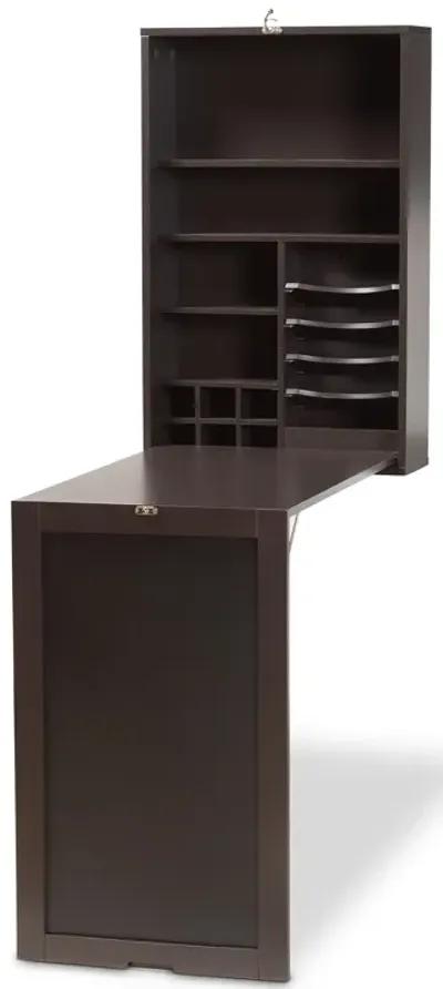 Baxton Studio Millard Modern Dark Brown Finished Wood Wall Mounted Folding Desk