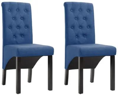 vidaXL Dining Chairs 2 pcs Blue Fabric