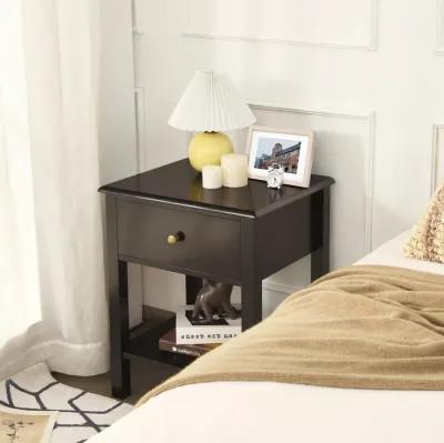 Nightstand End Table with Drawer and Shelf