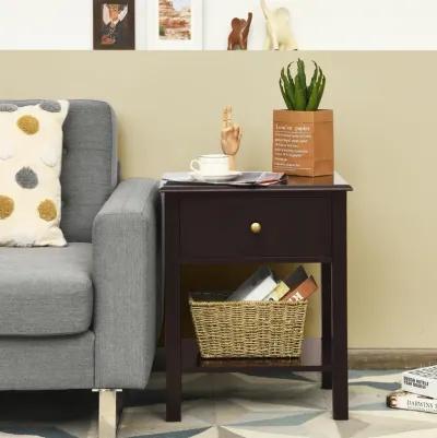 Nightstand End Table with Drawer and Shelf