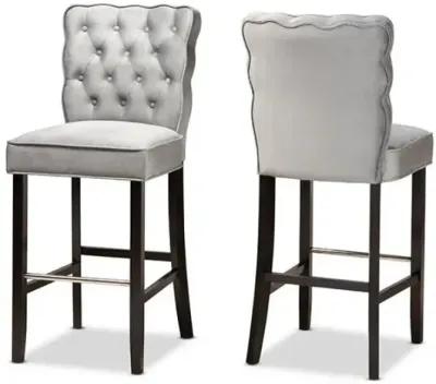 Dark Brown Finished Wood 2-Piece Bar Stool Set