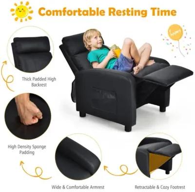 Hivvago Ergonomic PU Leather Kids Recliner Lounge Sofa for 3-12 Age Group