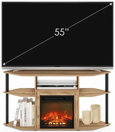 Open Storage Corner Fireplace TV Entertainment Center for TV up to 55 Inch