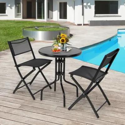 3 Pieces Folding Bistro Table Chairs Set for Indoor and Outdoor