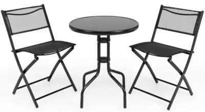 3 Pieces Folding Bistro Table Chairs Set for Indoor and Outdoor