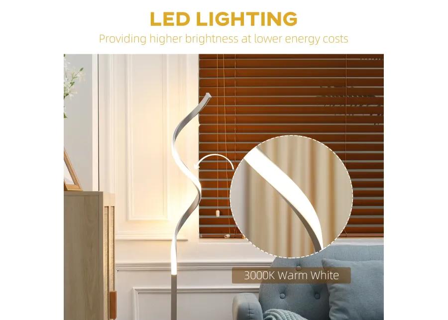 Silver Living Room Lighting: Set of 2 LED Spiral Floor Lamps