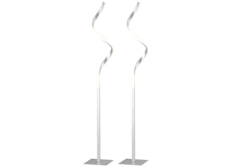 Silver Living Room Lighting: Set of 2 LED Spiral Floor Lamps