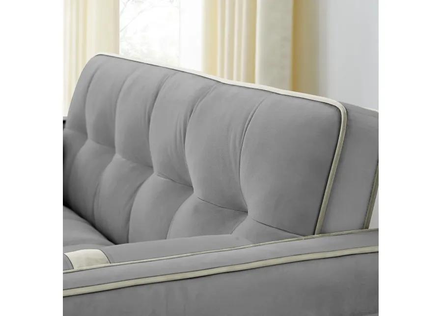 Modern 55.5" Pull Out Sleep Sofa Bed 2 Seater Loveseats Sofa Couch With Side Pockets