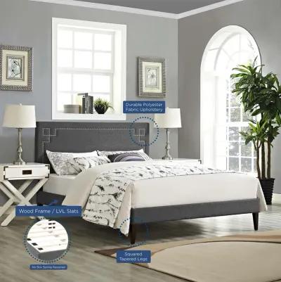 Modway - Ruthie Queen Fabric Platform Bed with Squared Tapered Legs Gray