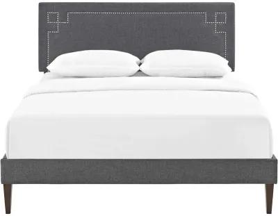 Modway - Ruthie Queen Fabric Platform Bed with Squared Tapered Legs Gray