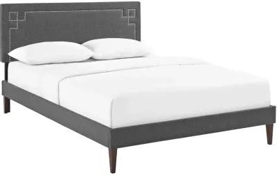 Modway - Ruthie Queen Fabric Platform Bed with Squared Tapered Legs Gray