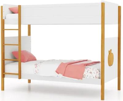 Twin Over Twin Bunk Bed with Integrated Ladder and Safety Guardrails-Twin Size