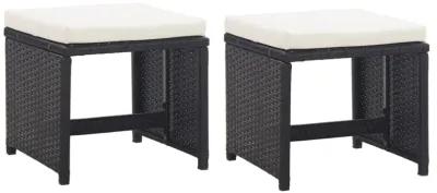 vidaXL 9 Piece Outdoor Dining Set with Cushions Poly Rattan Black