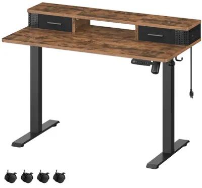 Electric Height Adjustable Standing Desk with Storage Drawers