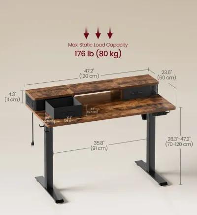 Electric Height Adjustable Standing Desk with Storage Drawers