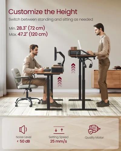 Electric Height Adjustable Standing Desk with Storage Drawers