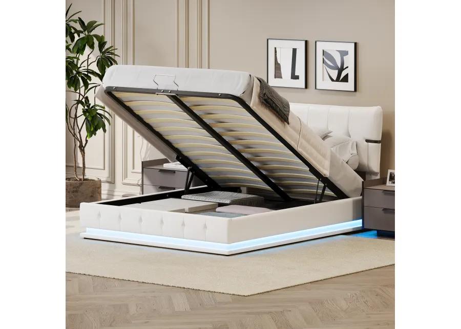 Merax Hydraulic Storage PU Platform Bed