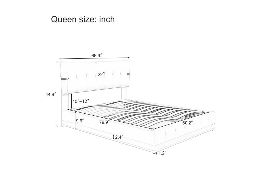 Merax Hydraulic Storage PU Platform Bed