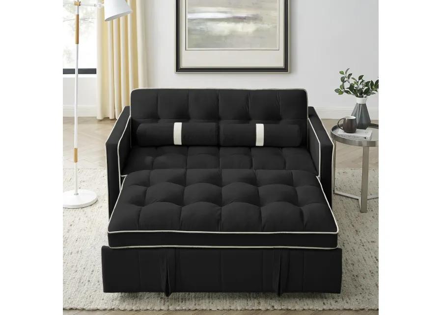 Modern 55.5" Pull Out Sleep Sofa Bed 2 Seater Loveseats Sofa Couch With Side Pockets