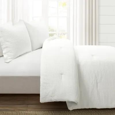 Haniya Solid Waffle Woven Cotton Textured Comforter 3-Pc Set