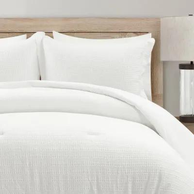 Haniya Solid Waffle Woven Cotton Textured Comforter 3-Pc Set