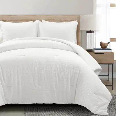 Haniya Solid Waffle Woven Cotton Textured Comforter 3-Pc Set