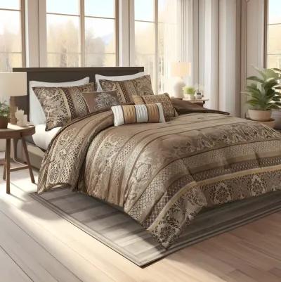 Gracie Mills Bruce 7-Piece Jacquard Comforter Set