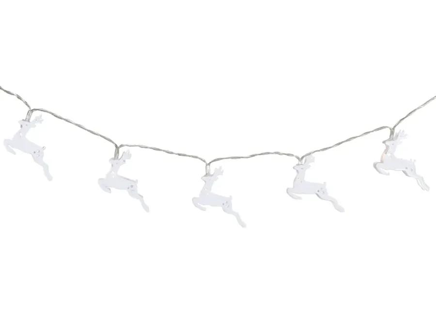 10 B/O LED Warm White Reindeer Christmas Lights - 3' Clear Wire