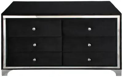 Better Home Products Monica Velvet Upholstered Double Dresser in Black