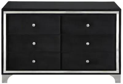 Better Home Products Monica Velvet Upholstered Double Dresser in Black