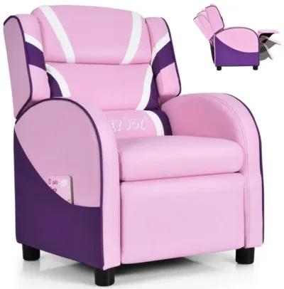 Hivvago Kids Leather Recliner Chair with Side Pockets