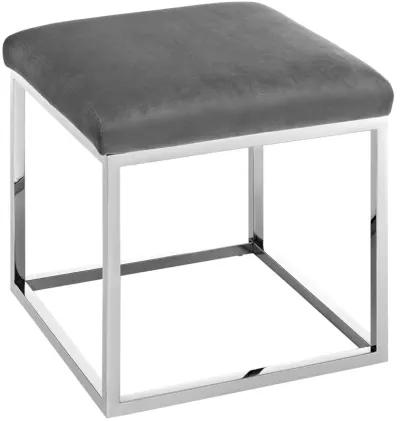 Modway Anticipate Modern Ottoman With Sheepskin Upholstery and Silver Stainless Steel Frame, White