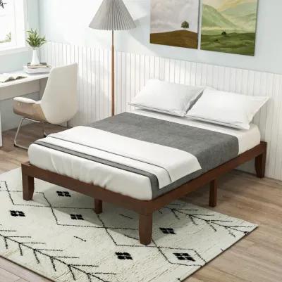 14 Inch Full Size Wood Platform Bed Frame with Wood Slat Support