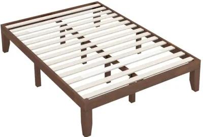 14 Inch Full Size Wood Platform Bed Frame with Wood Slat Support