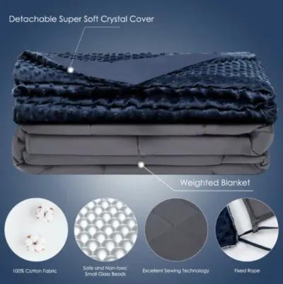 15 lbs Weighted Blanket with Removable Soft Crystal Cover